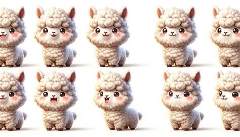Premium Photo A Cute Fluffy Alpaca Shown From Four Different Angles