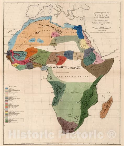 Historic Map : 1861 Ethnographical Map of Africa, in The Earliest Time