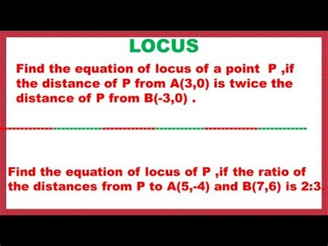 Locus Part 4 Find The Equation Of Locus YouTube