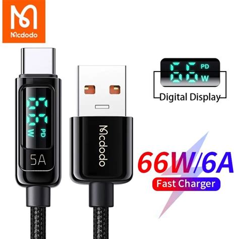 Mcdodo Pd 66วัตต์ Usb Type C 6a สายชาร์จอย่างรวดเร็วสำหรับหัวเว่ย