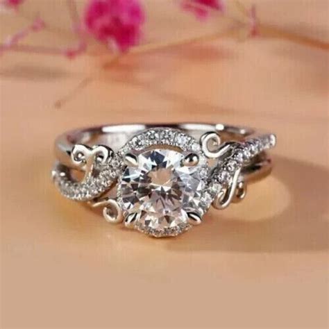 Ct Round Cut White Lab Created Engagement Ring K White Gold