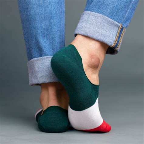 Shop Premium Classic Regalia No Show No Slip Socks White Green Red