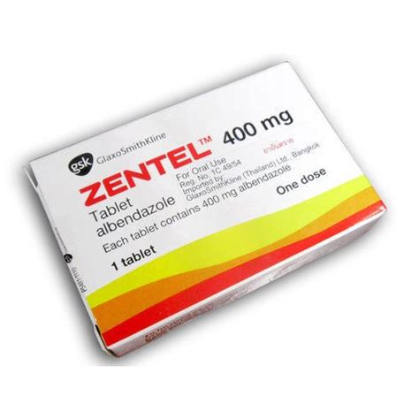 Albendazole Zentel 400 Mg Parasitic Worm Infections Glaxo Smithkline