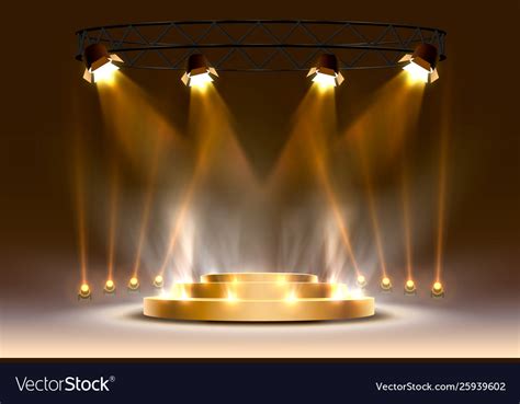 Gold Podium Is Winner Or Popular On Light Vector Image