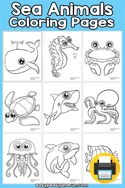 Sea Animals Coloring Pages – Easy Peasy and Fun Membership