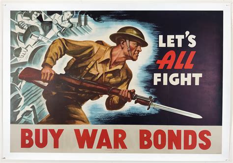 Lets All Fight Buy War Bonds Original 1942 Wwii Vintage American