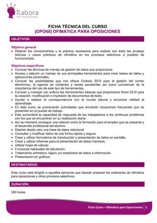 Ficha Curso De Ofimatica Para Oposiciones PDF