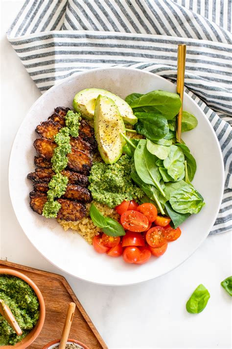 Crispy Tempeh Pesto Quinoa Bowls This Savory Vegan