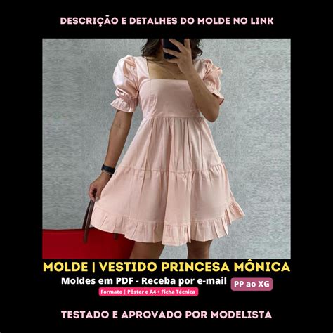 Molde Em Pdf Vestido Princesa M Nica Empreendedora Digital Jf