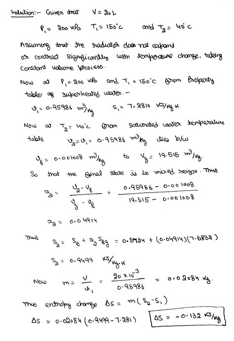 Solved The Radiator Of A Steam Heating System Has A Volume Of L