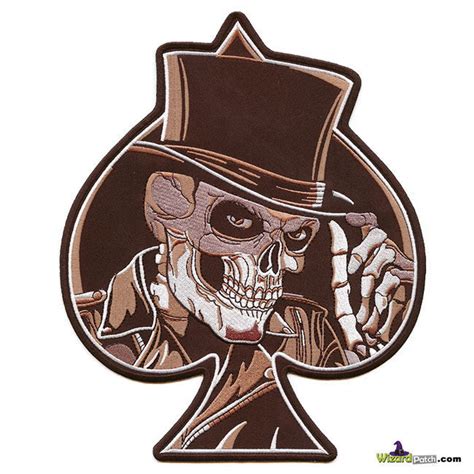 Skull Ace Of Spades Embroidered 4 Wide Patch Wizard Patch