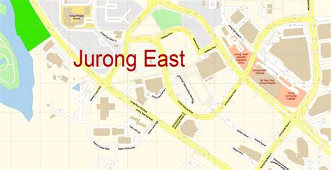 Jurong East District Singapore Map Vector Exact City Plan High Detailed