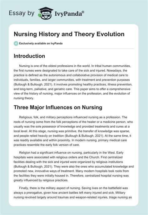 Nursing History And Theory Evolution 596 Words Essay Example