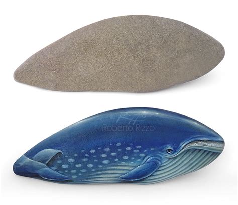 Rock Painted Blue Whale Stone Art By Roberto Rizzo