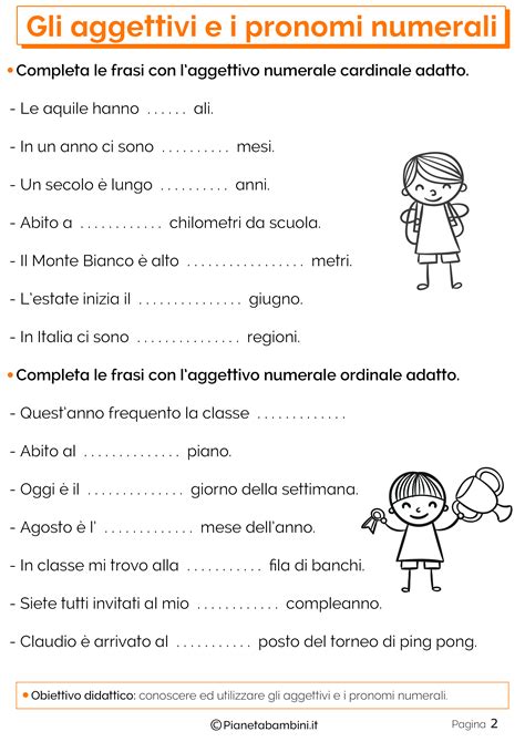 Aggettivi E Pronomi Numerali Esercizi Per La Scuola Primaria