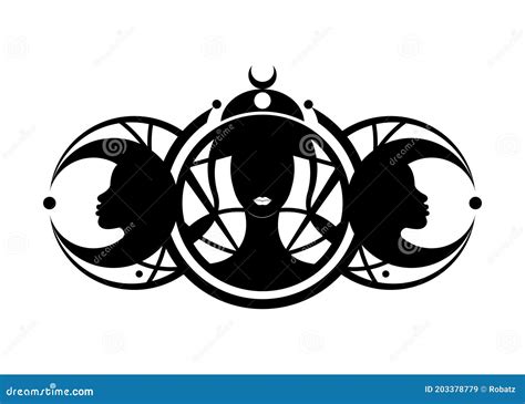 Triple Goddess Symbol Of Moon Phases. Wiccan Woman Icon. Hekate ...