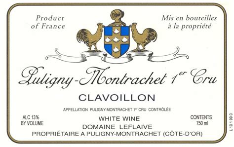 Domaine Leflaive Puligny Montrachet Clavoillon Premier Cru Wine