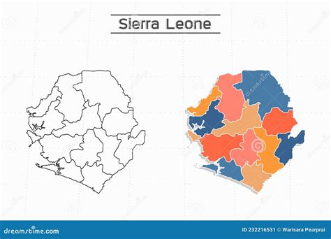 Sierra Leone Map City Vector Dividido Por El Colorido Contorno Estilo