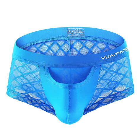 Mizok Mens Jockstrap Underwear Jockstrap Sexy Mesh Breathable Blue Xl