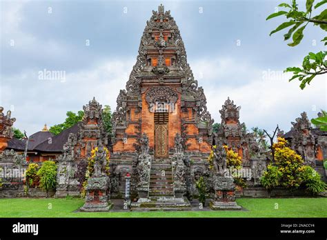 Details Of Traditional Balinese Hindu Temple Entrance Gate With Door