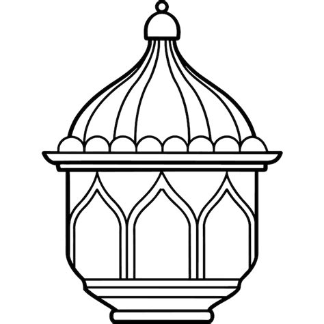 모스크 램프 윤 일러스트레이션 디지털 컬러링 책 페이지 라인 아트 드로잉 프리미엄 벡터