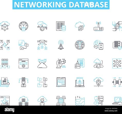 Conjunto De Iconos Lineales De Base De Datos De Red Conectar