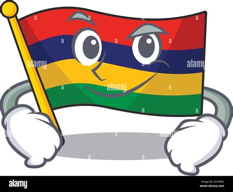 Smirking Flag Mauritius Hoisted Above Cartoon Pole Stock Vector Image And Art Alamy