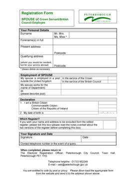 Fillable Online Registration Form Spouse Of Crown Servant British