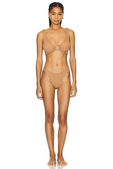 Hunza G Hallie Bikini Set In Metallic Cocoa Revolve