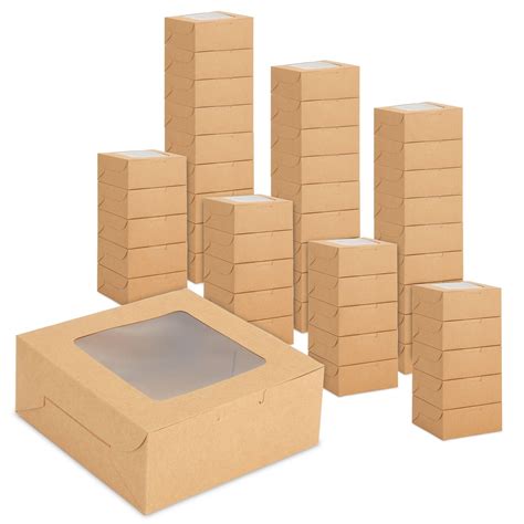 Brown Bakery Boxes With Window For Cookies Mini Cake Dessert Pastry