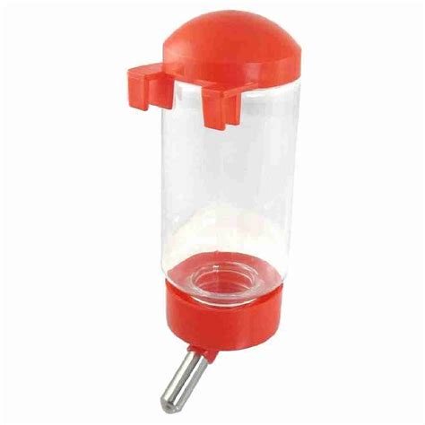 Pet Puppy Rabbit Dog Hanging Fountain Bottle Water Feeder Red Clear