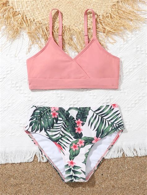 Tween Girl Tropical Print Bikini Set Summer Beach SHEIN USA