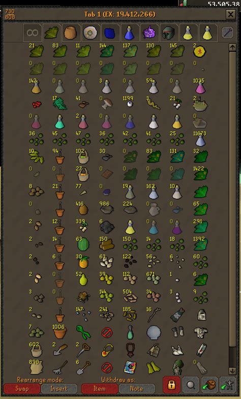 Herblore Farming Tab On My Ironman R Banktabs