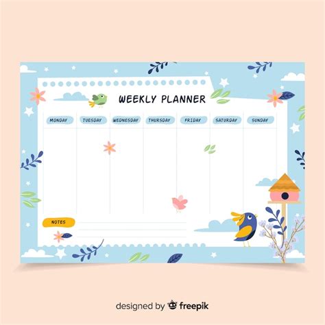 Plantilla Colorida De Horario Semanal Con Estilo Adorable Vector Gratis