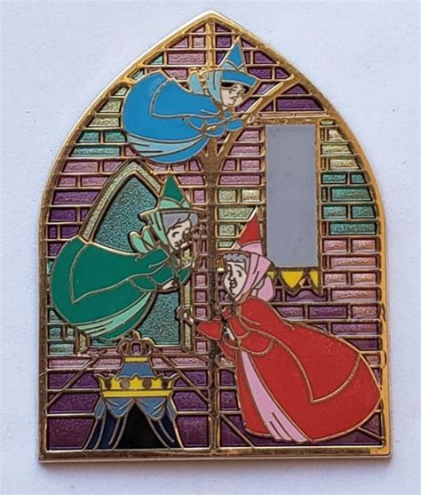 8504 1 Of 4 Three Fairies Sleeping Beauty Stained Glass Window Set Disney Store Uk