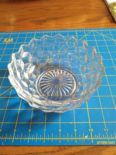 Vintage Fostoria American Glassware Clear Glass Bowl Cubist Pattern 6 Inches Ebay