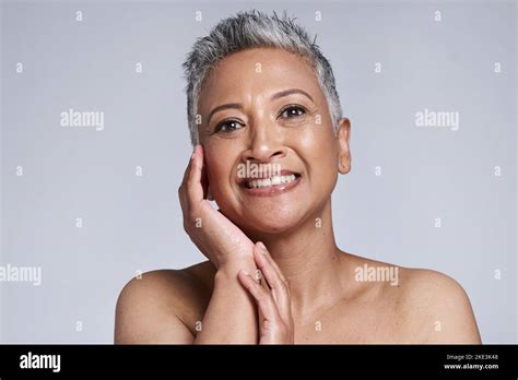 Beauty Face Portrait And Mature Woman Skincare And Dermatology Of