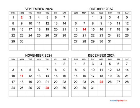 Calendar Printable September October November 2024 Printable Calendar
