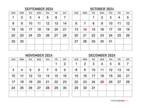 Printable Calendar September To December 2024 Printable Calendar 2024