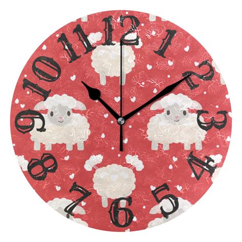 Sheep Red Inch Wall Clocks Non Ticking Easy To Read Battery