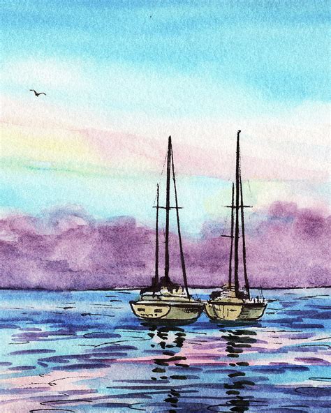 Lone Boat Painting Reeds Art Original Art Watercolor Artwork Rowboat