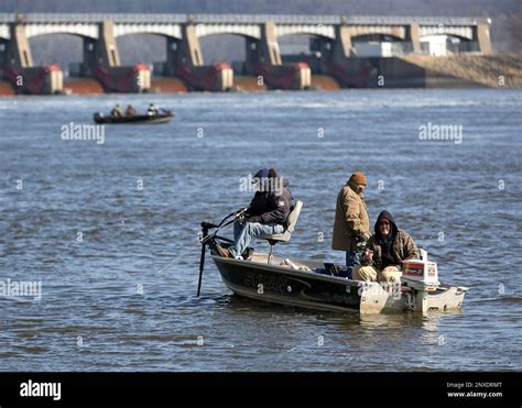 Anglers Try Their Luck Near Lock And Dam No 11 On The Mississippi