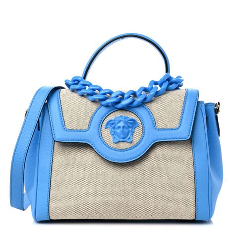 Versace Grained Calfskin Canvas Medium La Medusa Chain Top Handle