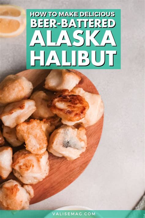 How To Make Delicious Beer Battered Alaska Halibut On A Wooden Plate With Lemon Wedges