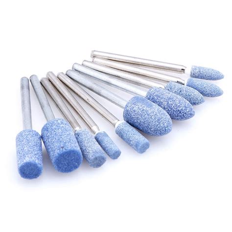 10pc Blue Abrasive Mounted Stone Rotary Tool Grind Vicedeal