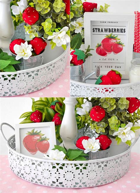 DIY Strawberry Farmhouse Decor + FREE Felt Strawberry Template - Party Ideas | Party Printables Blog