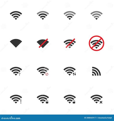 Wi Fi Icons Wireless Symbols Set For Internet Connection Wireless