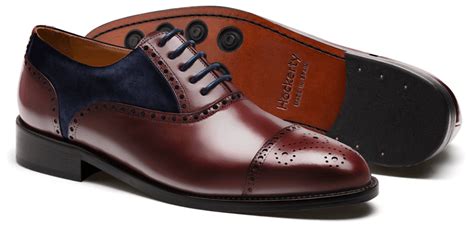 Brogues Burgundy Blaues Flora Leder Samt