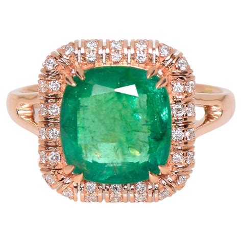 Igi K Ct Natural Emerald Diamonds Antique Art Deco Engagement