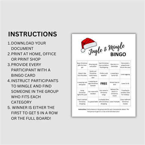 Jingle And Mingle Bingo Printable Holiday Icebreaker Bingo Work